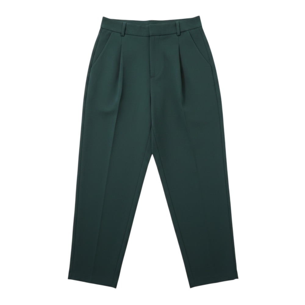 Zara Pants Womens XS Green Pleated Taper Leg Dress Trousers High Rise Ankle
